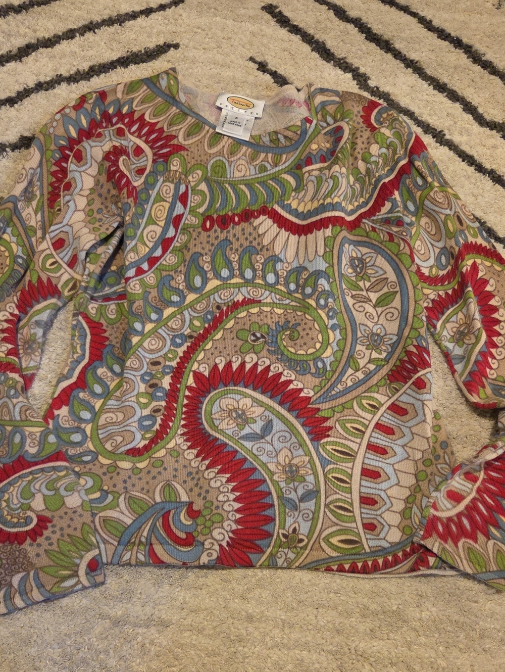 Talbots Multicolor Paisley Crewneck Sweatshirt